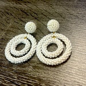 Jcrew White Beaded Earrings